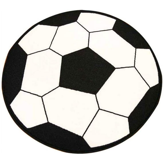 Furnish My Place 720 Soccer 6'6" Round Play Area Rugs for Kids, Soccer Shaped, Anti Skid Rubber Backing, Multicolor