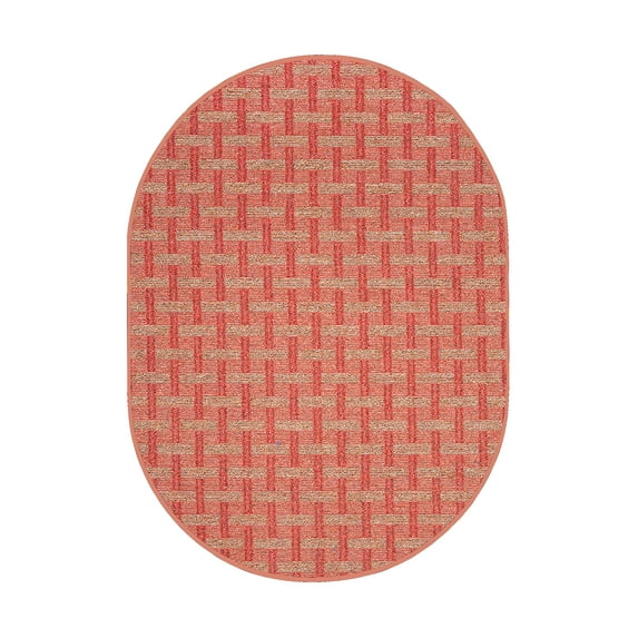 Furnishmyplace Union Indoor/Outdoor Commercial Color Rug - Red, Area Rugs 5' x 8' Oval