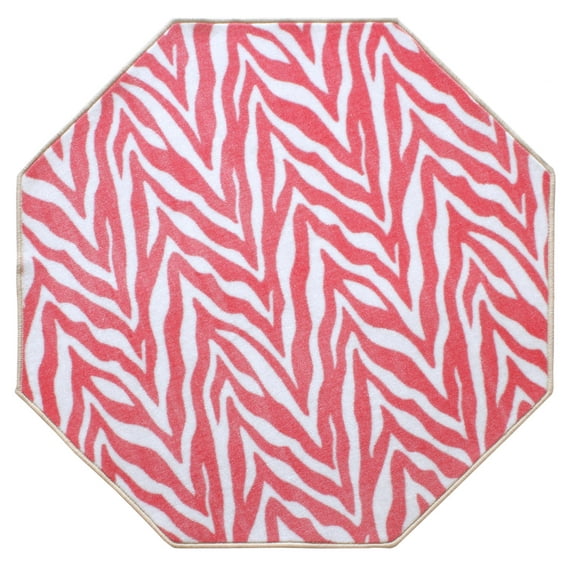 Furnishmyplace Zebra Light Pink Area Rug for Living Room, Dining Room, Kids 11' Octagon