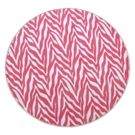 Furnishmyplace Zebra Light Pink Area Rug for Living Room, Dining Room, Kids 2' Round