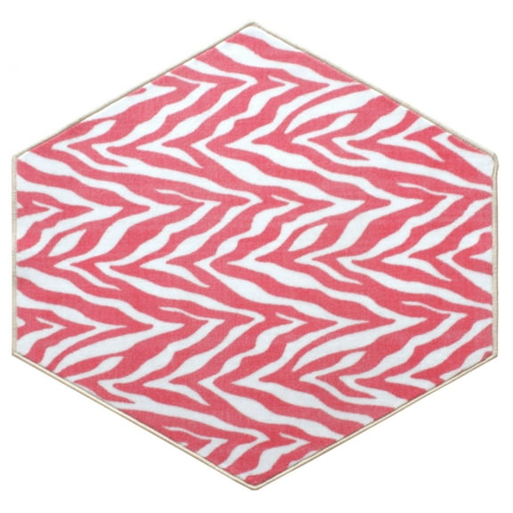 Furnishmyplace Zebra Light Pink Area Rug for Living Room, Dining Room, Kids 3' Hexagon