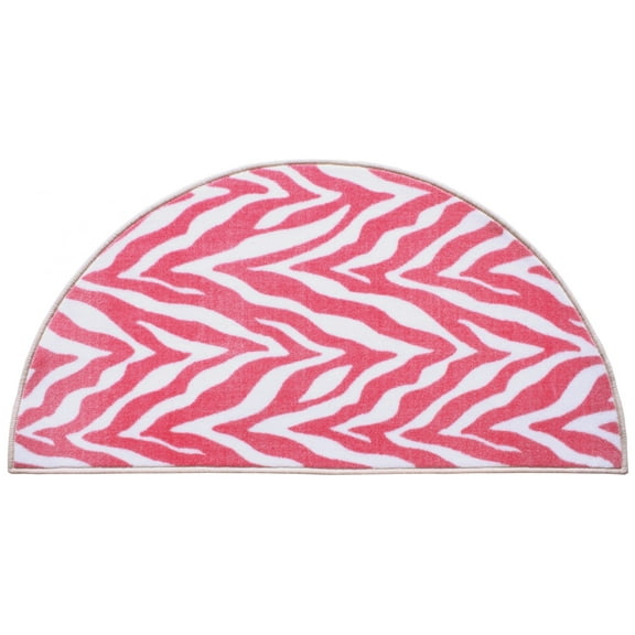 Furnishmyplace Zebra Light Pink Area Rug for Living Room, Dining Room, Kids 54" x 108" Half Round