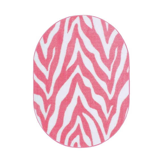 Furnishmyplace Zebra Light Pink Area Rug for Living Room, Dining Room, Kids 6' x 9' Oval