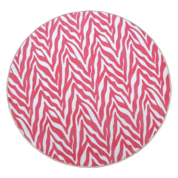 Furnishmyplace Zebra Light Pink Area Rug for Living Room, Dining Room, Kids 8' Round