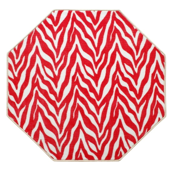 Furnishmyplace Zebra Wild At Heart Area Rug for Living Room, Dining Room, Kids 5' Octagon