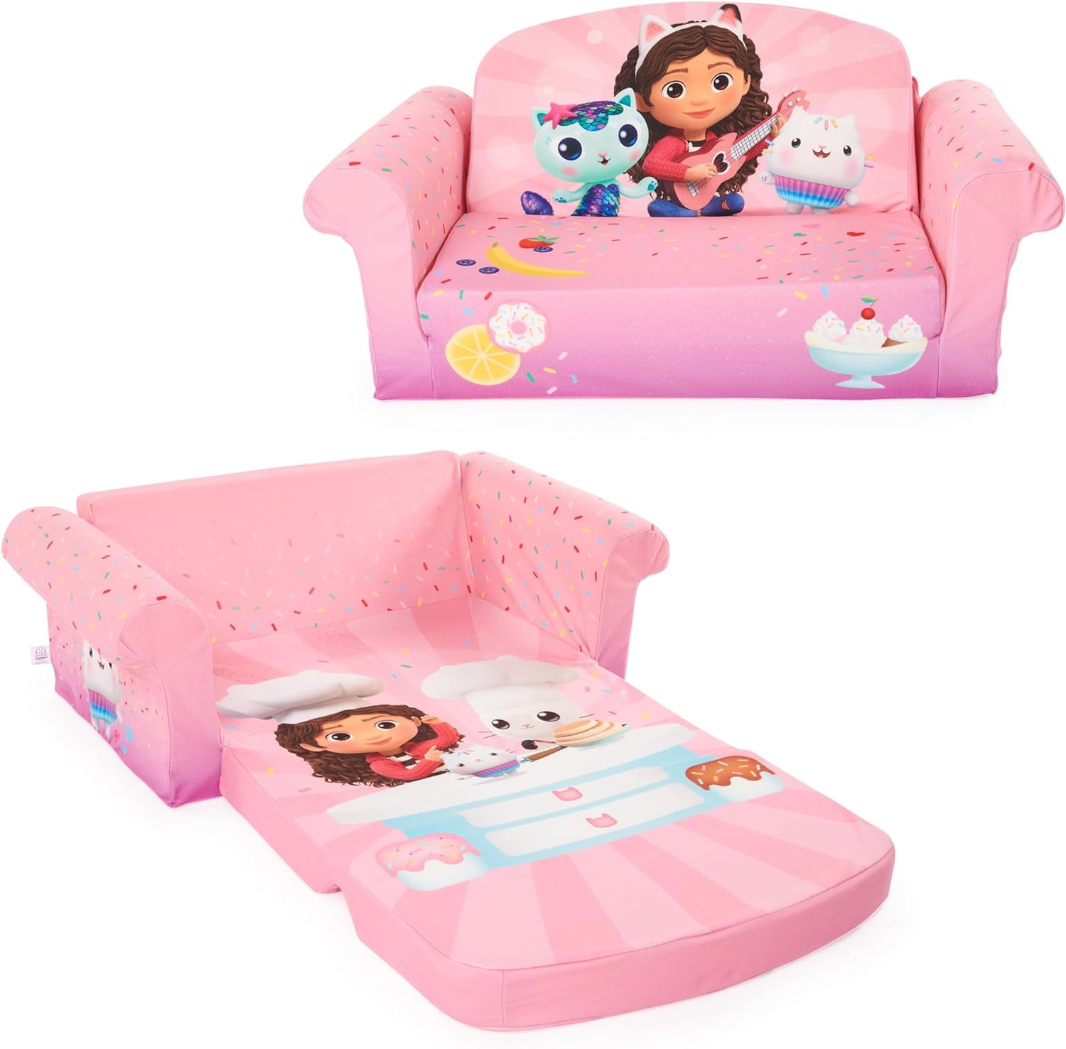 Furniture 2in1 Kid's Flip Open Foam Couch Bed, Gabby’s Dollhouse
