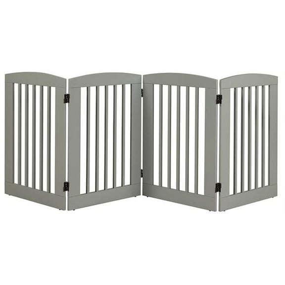 Furniture  36 in. Ruffluv 4 Panel Expansion Pet Gate  Large - Grey