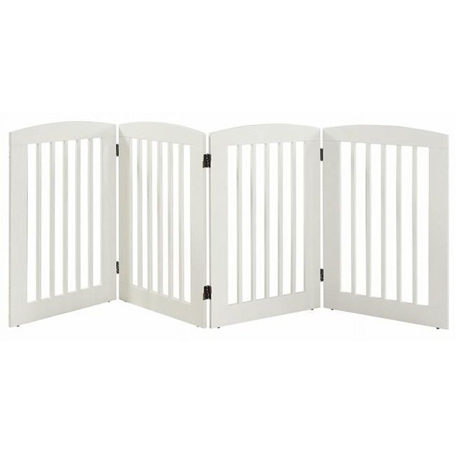 Furniture 36 in. Ruffluv 4 Panel Expansion Pet Gate Large White