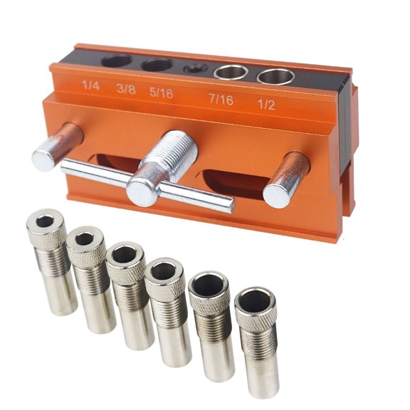 Furniture Assembly Drill Locator Metal Guide Bushing Block with Manual Clamp Support for Woodworking Positioning Jobs