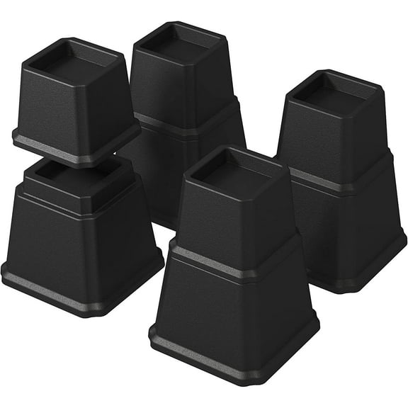 Furniture Bed Risers Heavy Duty in Adjustable Heights of 8, 5 or 3 Inches Bed Elevators, 1,500 lbs Lifts Up Riser for Sofa and Table Set of 4, Black