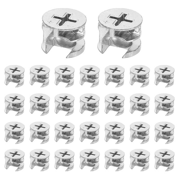 Furniture Cam Lock Fasteners 15 x 12mm, 30Pack Cam Lock Nut Connectors Fittings, Joint Connector Locking Nuts, Silver