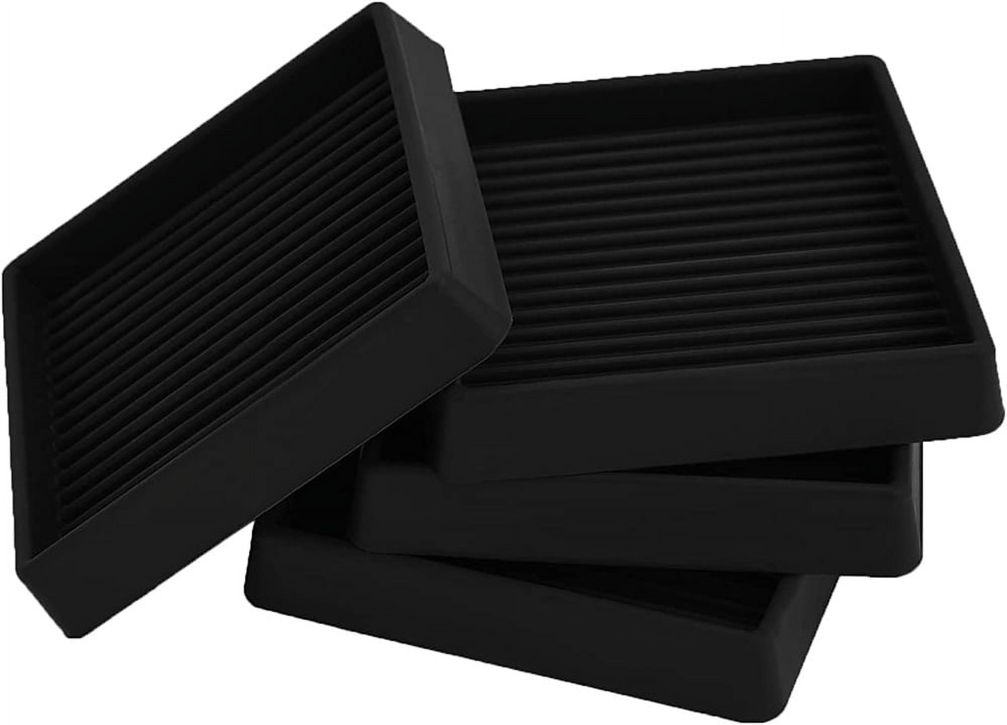 Furniture Caster Cups, 2.5x2.5 Inch Square Rubber Furniture Casters Cups with AntiSliding Floor