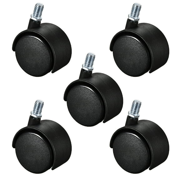 Furniture Casters 2 Inch Nylon M10 x 15mm Threaded Stem Swivel Caster Wheels, 38lb Capacity Each Wheel 5 Pcs