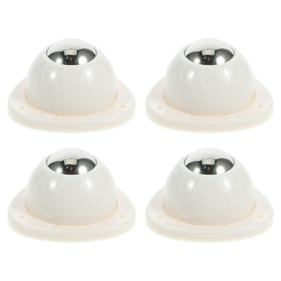 FUEENIRVA 4Pcs Universal Adhesive Caster Wheels for Trash Can and Storage Box Easy Install White ABS Material