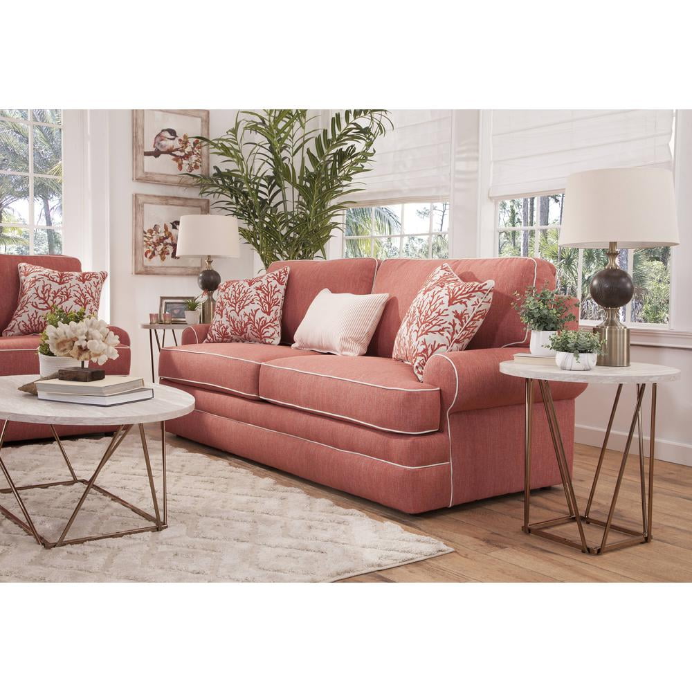 Coral Springs 90'' Brown Linen Queen Sleeper Sofa with Oak Legs