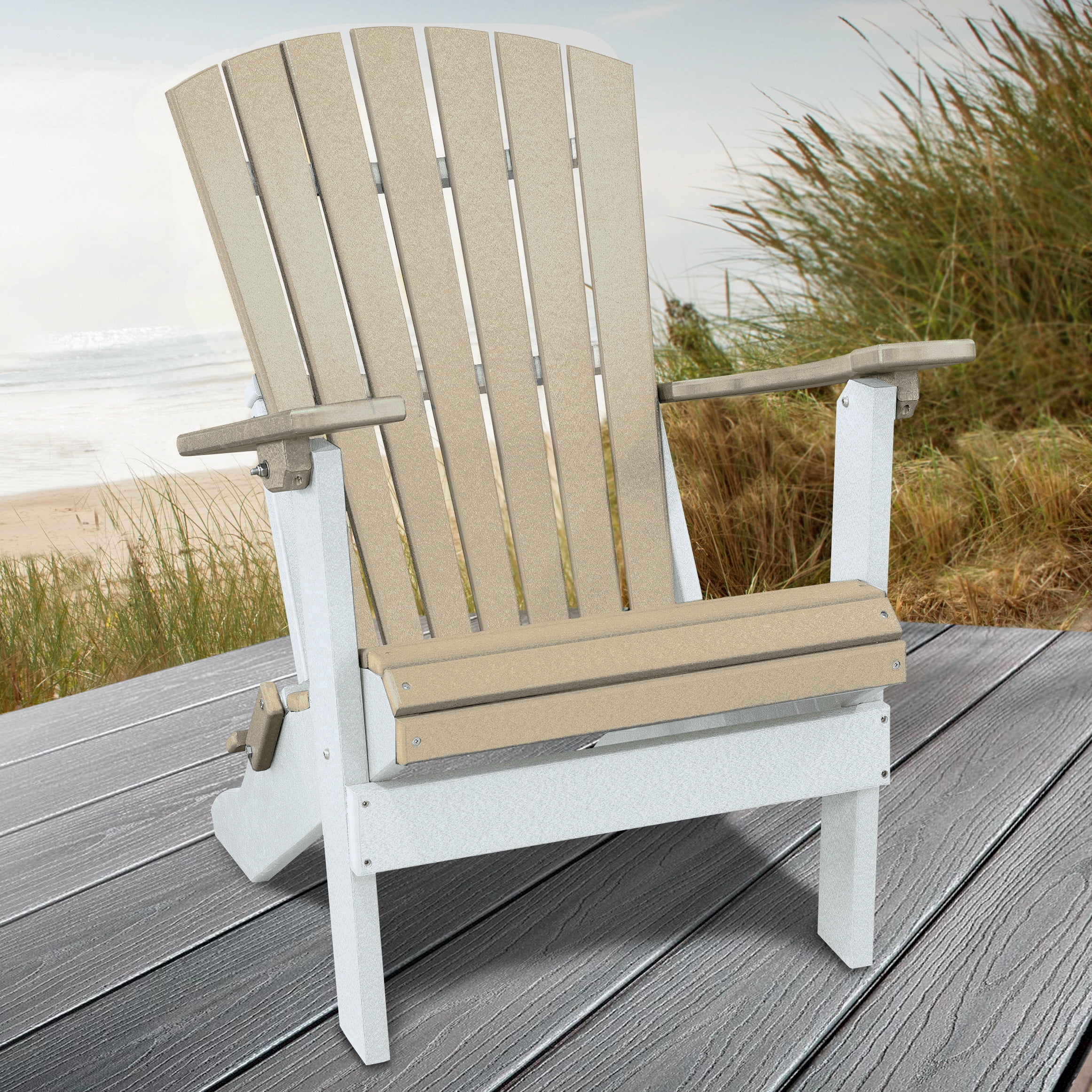 Furniture Classics Model 519BBK Fan Back Folding Adirondack Chair in Blue with a Black Base