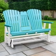 thumbnail image 1 of Furniture Classics Model 524ARW Two Seat Fan Back Glider with Drop Down Table/Cup Holder in Aruba Blue with White Base, 1 of 7