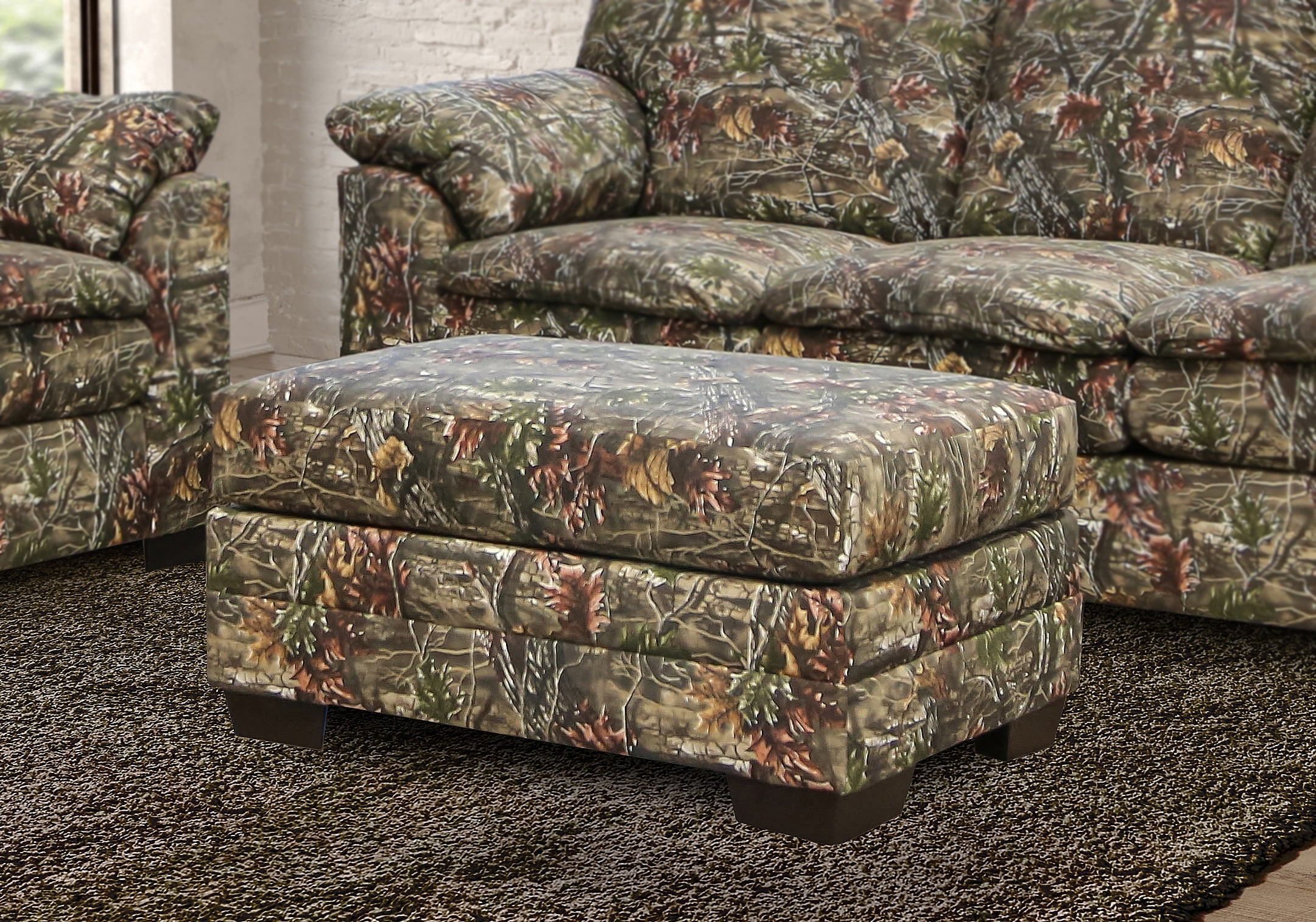 Furniture Classics Model 8-080-A86V1 Rectangular Upholstered Ottoman in Superflauge Camo Fabric