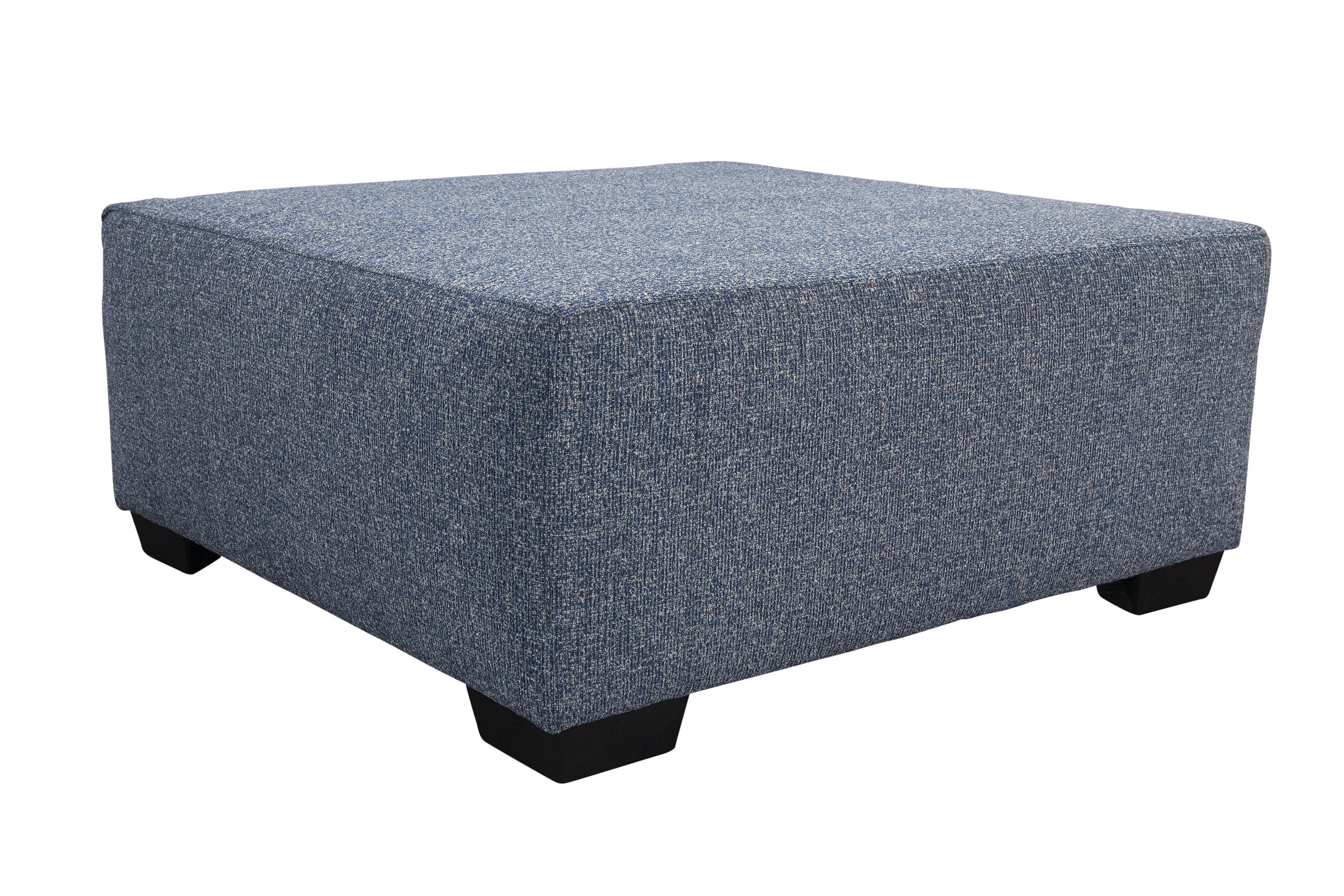 Blue Polyester Blend Tufted Square Cocktail Ottoman