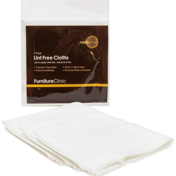 Furniture Clinic Lint Free Cotton Cloths | Eco-Friendly and Reusable Multi-Purpose Application Rags | for Furniture, Home, Office, Oiling and Waxing | Hypoallergenic | Quick-Drying | 3 Pack