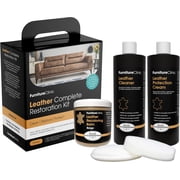 Furniture Clinic Leather Complete Restoration Kit | with Leather Recoloring Balm, Cleaner, 2-in-1 Protection Cream & Conditioner, Sponge, and Cloth | Repair Kit for Furniture Beige