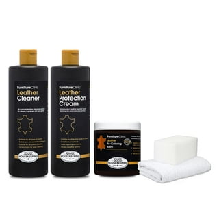 Furniture Clinic Large Leather Care Kit Includes 17oz Protection Cream & Conditioner, 17oz Leather Cleaner, Sponge & Cloth for
