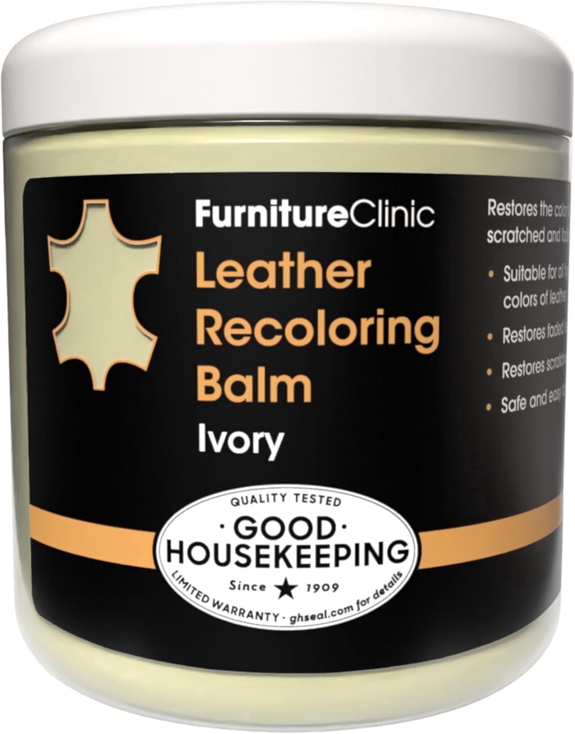 Furniture Clinic Leather Easy Restoration Kit | Includes Leather Recoloring Balm & Leather Cleaner, Sponge & Cloth | Restore & Repair Sofas, Car Seats & More (Ivory)