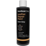 Furniture Clinic Leather Repair Paint | 2-in-1 Seal and Color | Use on Scratches, Tears, and Holes in Car Seats, Furniture | Quick and Easy Leather Repair Kit for Furniture Dark Grey, 250ml / 8.5oz
