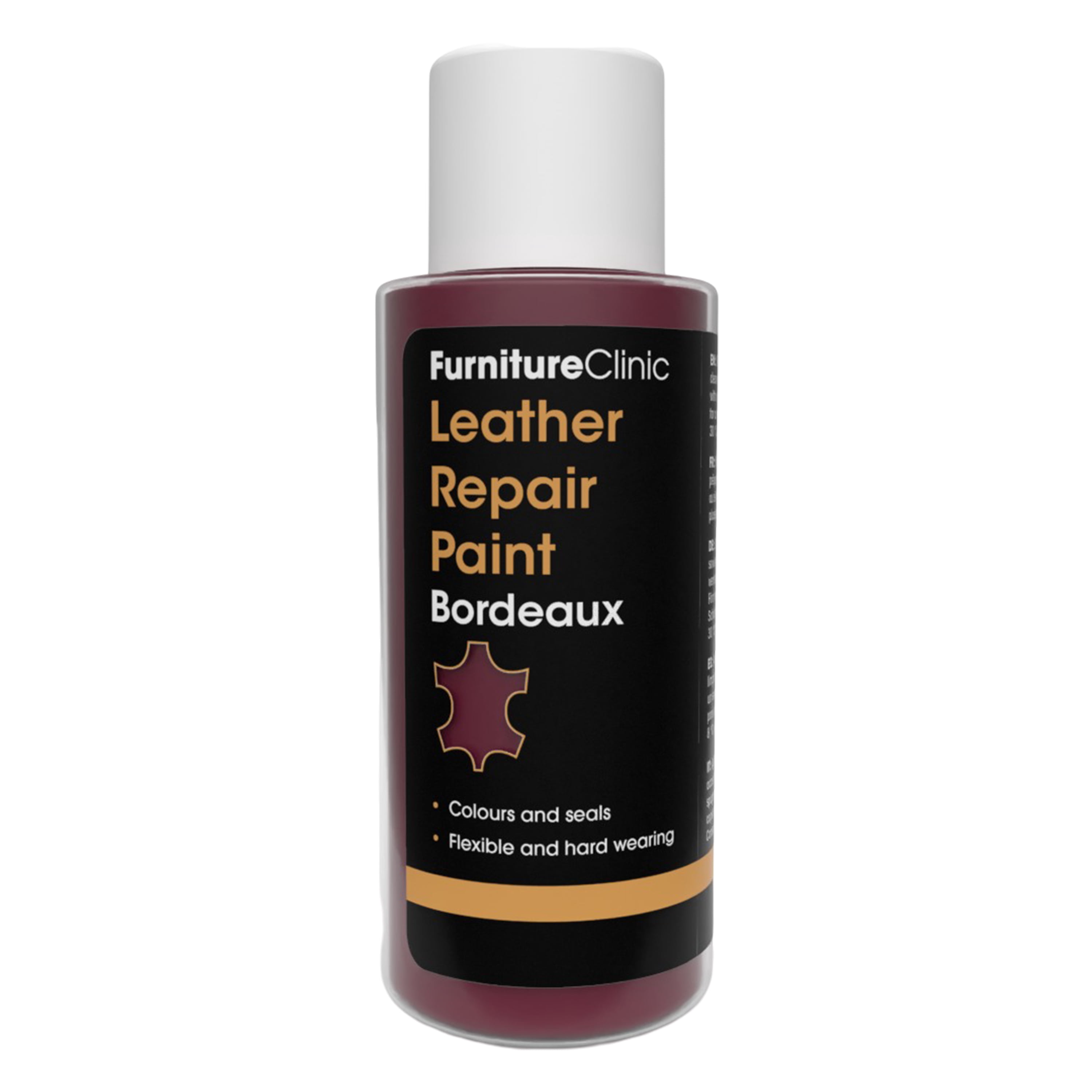 Furniture Clinic Leather Repair Paint | 2-in-1 Seal and Color | Use on Scratches, Tears, and Holes in Car Seats, Furniture | Quick and Easy Leather Repair Kit for Furniture (Bordeaux, 50ml / 1.7oz)