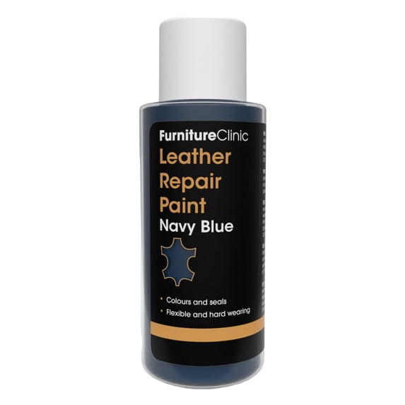 Furniture Clinic Leather Repair Paint | 2-in-1 Seal and Color | Use on Scratches, Tears, and Holes in Car Seats, Furniture | Quick and Easy Leather Repair Kit for Furniture (Navy Blue, 50ml / 1.7oz)