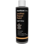 Furniture Clinic Leather Repair Paint | 2-in-1 Seal and Color | Use on Scratches, Tears, and Holes in Car Seats, | Quick and Easy Leather Repair Kit for Furniture Light Grey, 250ml / 8.5oz