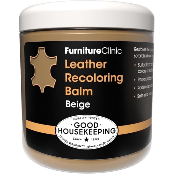 The Original Leather Recoloring Balm by Furniture Clinic - Beige Leather Dye for Furniture, Couches & Car Seats - Restore Scratched, Faded, & Damaged Surfaces