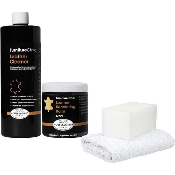 Furniture Clinic The Original Leather Recoloring Balm for Scratched & Faded Leather Repair, Ivory