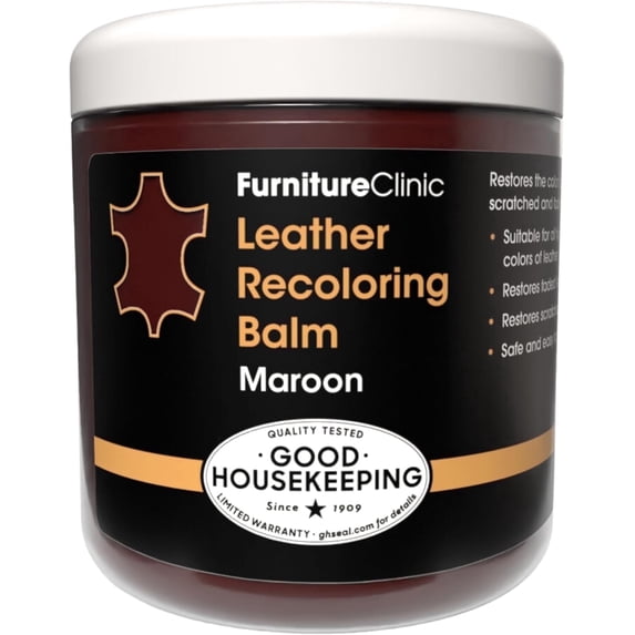 The Original Leather Recoloring Balm by Furniture Clinic - Maroon Leather Dye for Furniture, Couches & Car Seats - Restore Scratched, Faded, & Damaged Surfaces