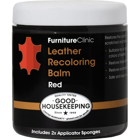 Furniture Clinic The Original Leather Recoloring Balm for Scratched & Faded Leather Repair, Red