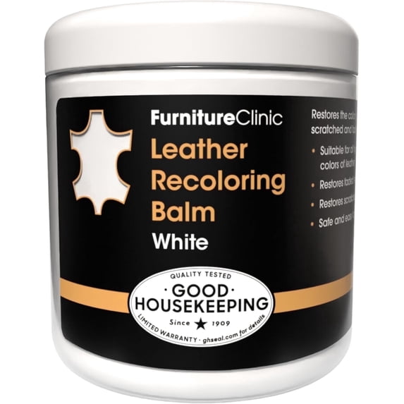 The Original Leather Recoloring Balm by Furniture Clinic - White Leather Dye for Furniture, Couches & Car Seats - Restore Scratched, Faded, & Damaged Surfaces