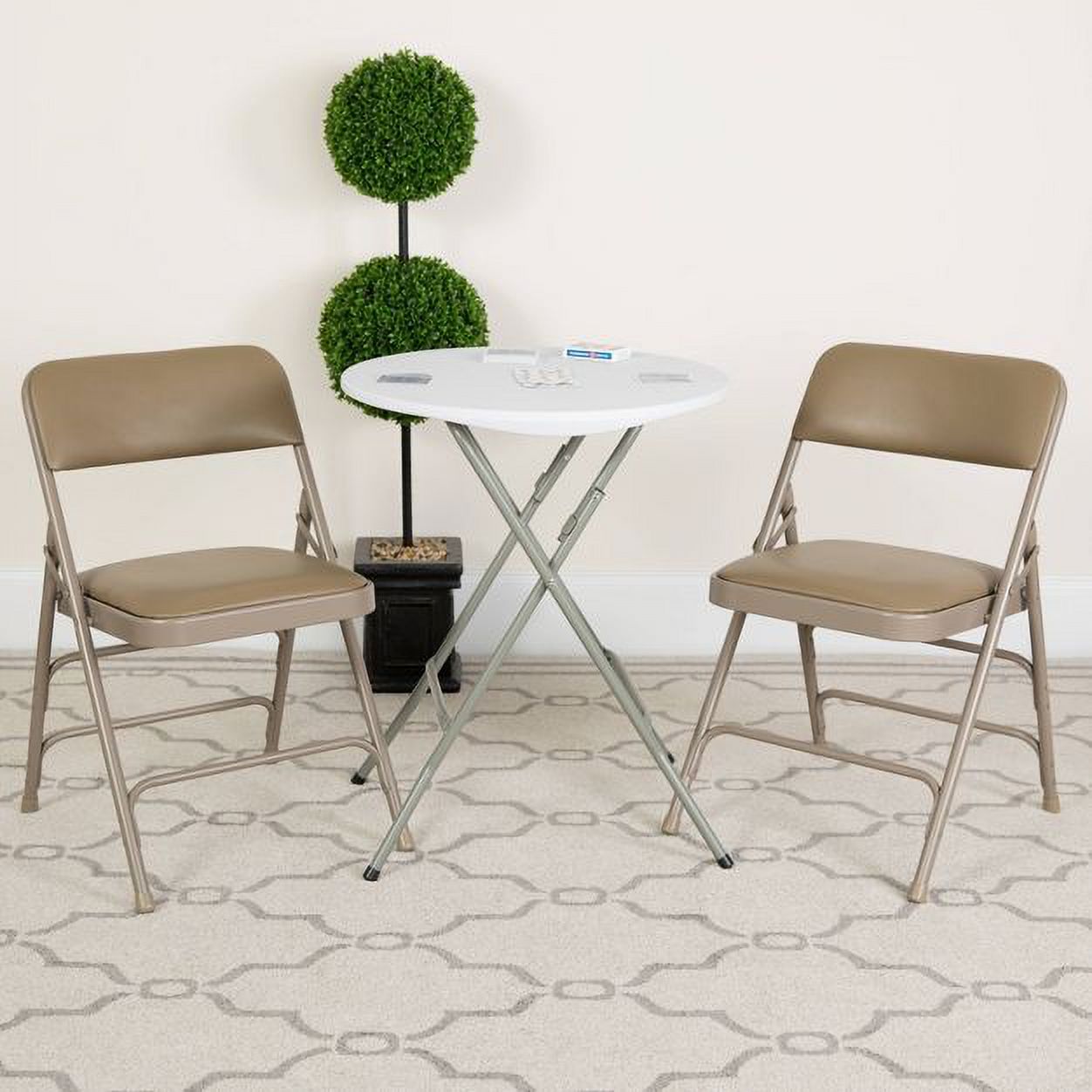 Furniture Collection Fabric Folding Chair,Cream