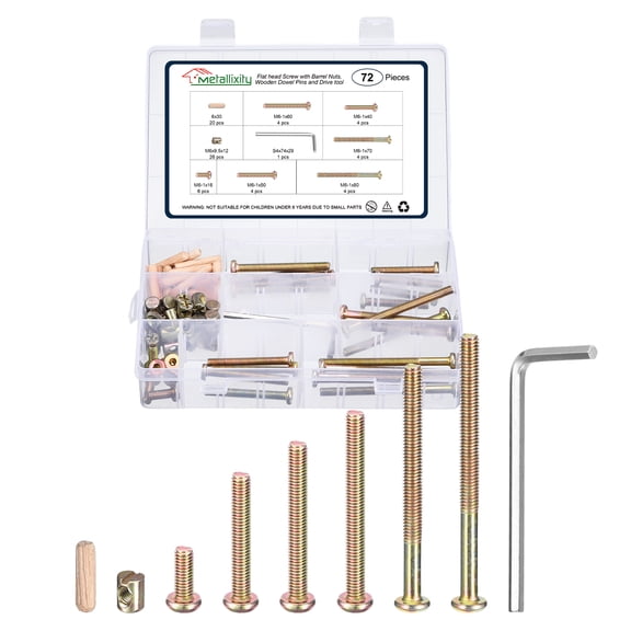 Furniture Connector Bolt Cap Nut Kit with Wrench(M6-1x100mm) 12Pcs, Connector Bolt M6 Countersunk Screw Barrel Nuts Binding Screws, for Chair Cabinet Bed, Yellow