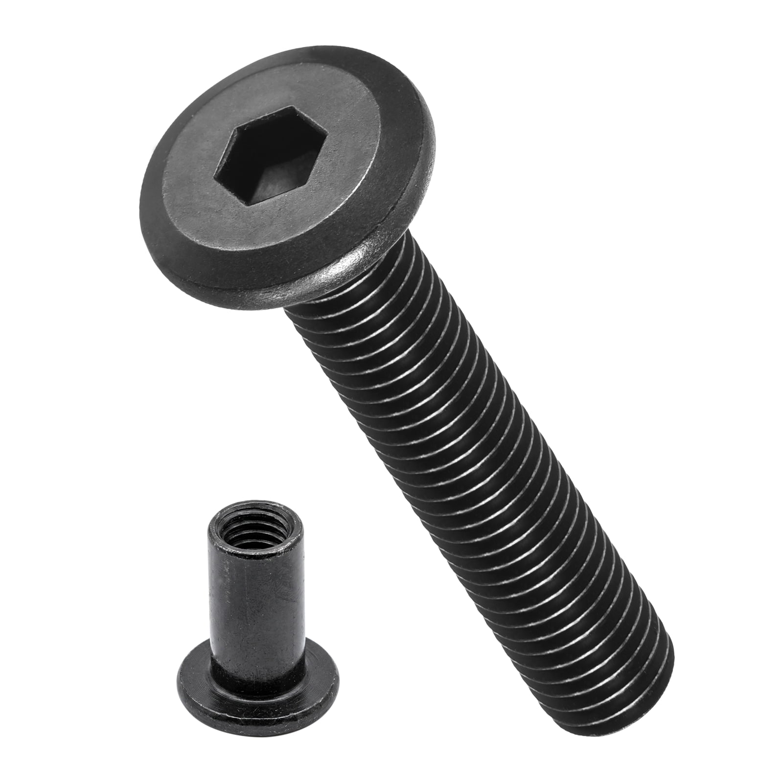 Furniture Connector Bolt Cap Nut Kit with Wrench(M6-1x40mm) 24Pcs, Connector Bolts M6 Countersunk Screw Barrel Nuts Binding Screws, for Chair Cabinet Bed, Silver