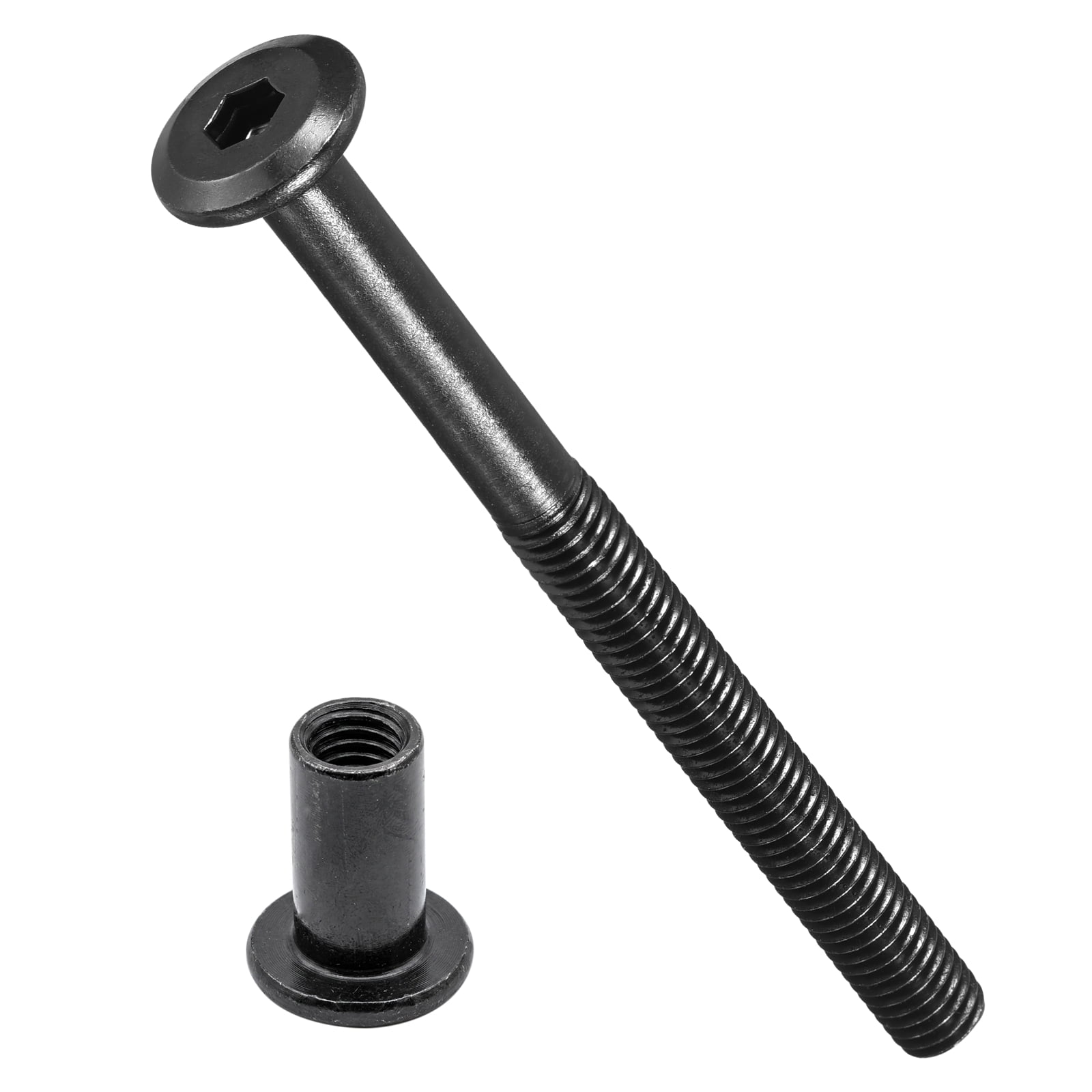 Furniture Connector Bolt Cap Nut Kit with Wrench(M6-1x40mm) 24Pcs, Connector Bolts M6 Countersunk Screw Barrel Nuts Binding Screws, for Chair Cabinet Bed, Silver