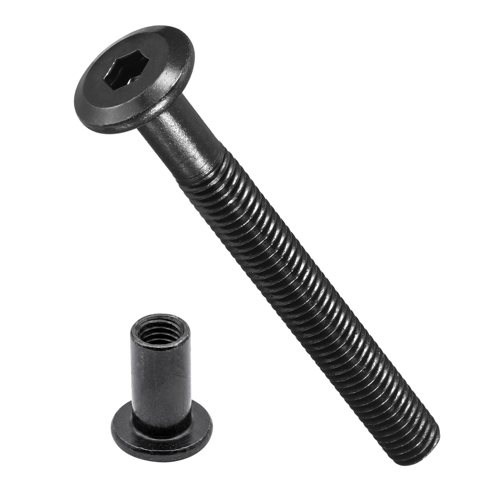 Furniture Connector Bolt Cap Nut Kit with Wrench(M6-1x40mm) 24Pcs, Connector Bolts M6 Countersunk Screw Barrel Nuts Binding Screws, for Chair Cabinet Bed, Silver