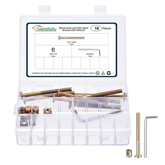 Furniture Connector Bolt Cap Nut Kit with Wrench(M8-1.25x100mm) 20Pcs, Connector Bolt M8 Countersunk Screw Barrel Nuts Binding Screws, for Chair Cabinet Bed, Yellow