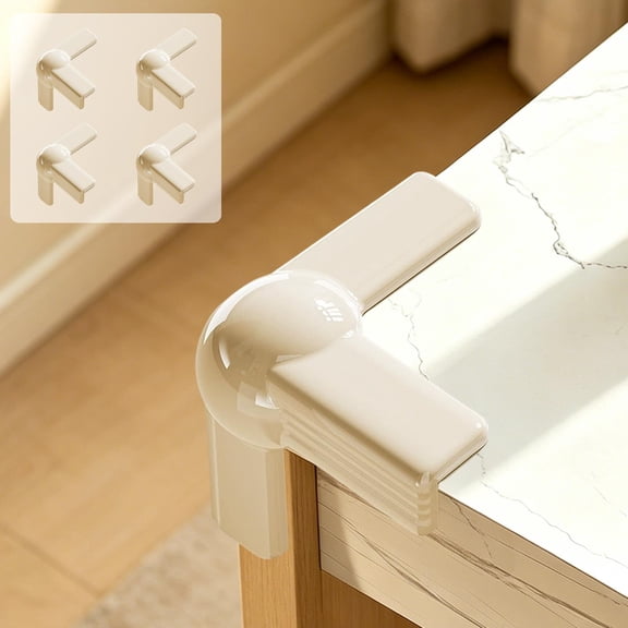 Furniture Corner Protectors PVC Edge Guards Table Desk Cabinet L Shape T Shape Round Anti Collision Strong Adhesive Safety Cover No Drill Easy Install Home Protection Beige