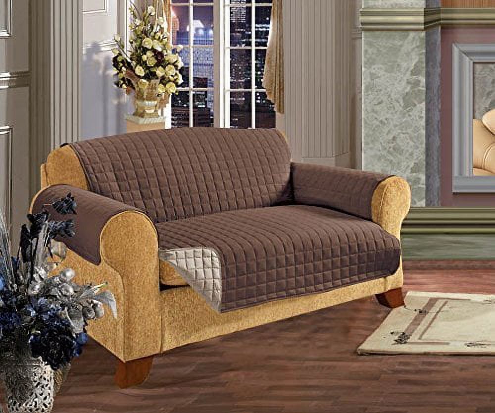 Furniture Covers Slipcover Protector, Reversible Stay in Place Furniture Protector/Slipcovers for Dogs/Cats Loveseat Size, Chocolate/Cream - image 1 of 1