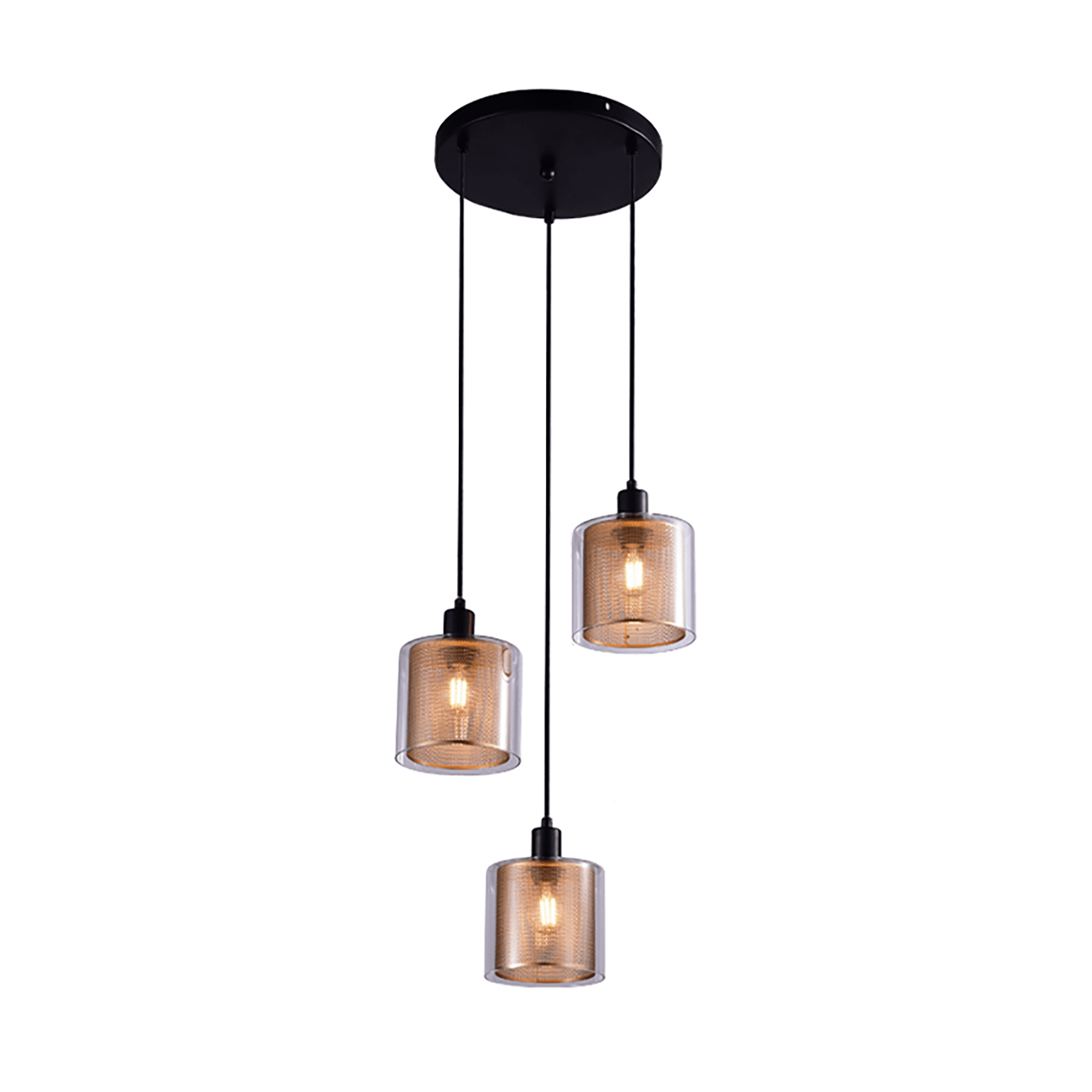 Furniture Decoration 3-head Chandelier Device, Industrial, Vintage Style Hanging Chandelier, Height Adjustable, Gold Openwork Glass Cover, Can Be Used For Kitchen, Bedroom Decorative Lamp