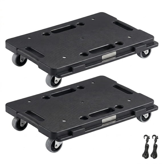 Furniture Dolly 2 Pack, 500 lb Capacity Each, Heavy Duty 4-Wheel Portable Moving Rollers with Interlocking Design, Black