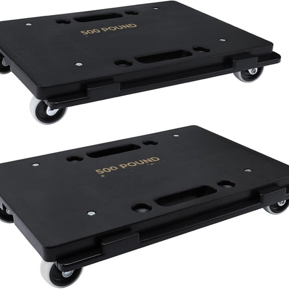 Furniture Dolly, 2 Pack Small Flat Moving Dolly, Furniture Movers with 4 Wheels, 500Lbs Capacity, Connectable and Portable Dollies for Heavy Appliance, Black