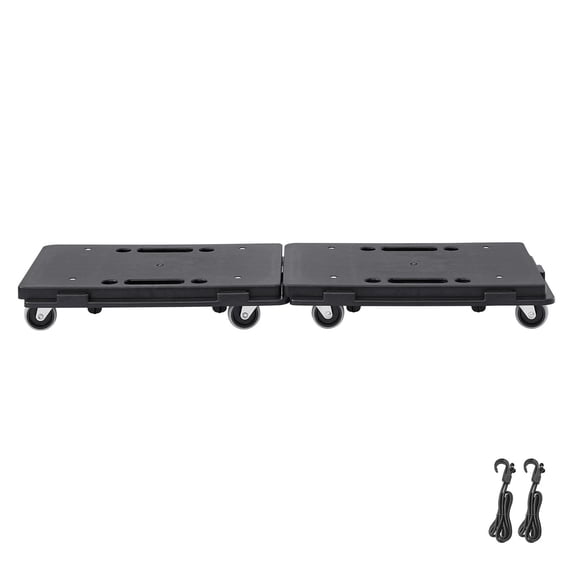 Furniture Dolly 2 Pack, 500 lb Capacity Each Moving Roller Cart with 4 Swivel Wheels, Interlocking Flat Dolly Boards, Bungee Cords and Handle for Heavy Furniture, Boxes, Appliances and Garage Use