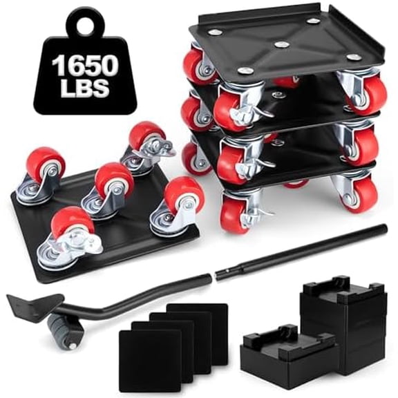 Furniture Dolly, Furniture Sliders Furniture Movers with Wheels, Furniture Lifters for Heavy Furniture with 5 360 Wheels, Carbon Steel Panel, Non-Slip Casters, Sliders and Lifter Jacks(1650Lb)