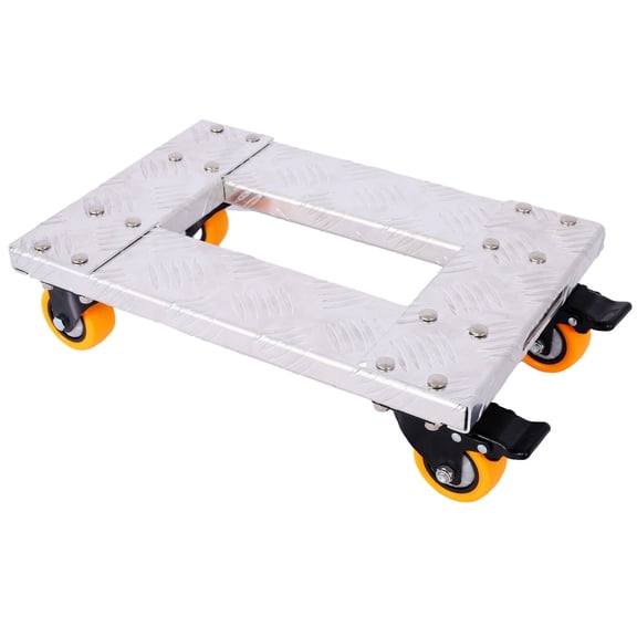 Furniture Dolly Trolley Cart 18x12 Inch Aluminum Frame with 3 Inch TPU Swivel Casters and Brake for Moving, Tool Organizer